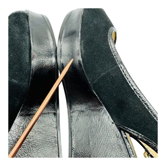 Michael Kors Platform Sandals Womens 10 Black Leather Open Toe Chic Elevated EUC - Picture 14 of 16